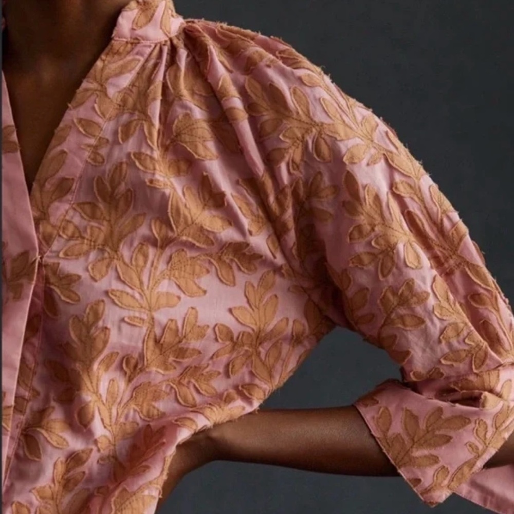 ANTHROPOLOGIE FLORAL LEAF TOP - Picture 2 of 12